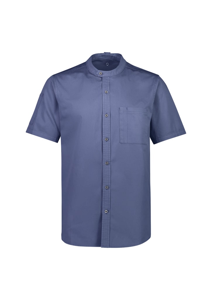 biz-collection-salsa-unisex-cotton-drill-short-sleeve-chef-shirt-CH329MS-blue-kitchen