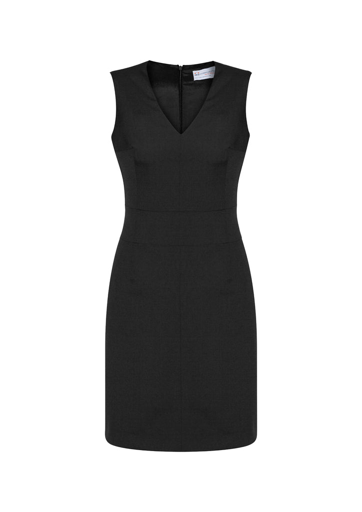 dresses-30121-Ladies-Sleeveless-V-Neck-Dress-office-uniform