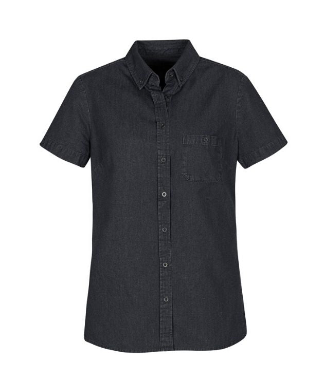 Biz Collection Womens Indie Denim Short Sleeve Shirt - S2017LS Colour: Dark Blue