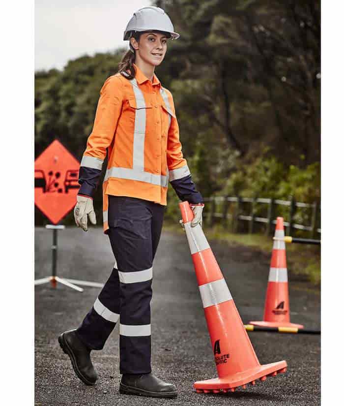 syzmik-orange-ZW730-womens-Hi-Vis-TTMC-w-cotton-drill-work-shirt-long-sleeves