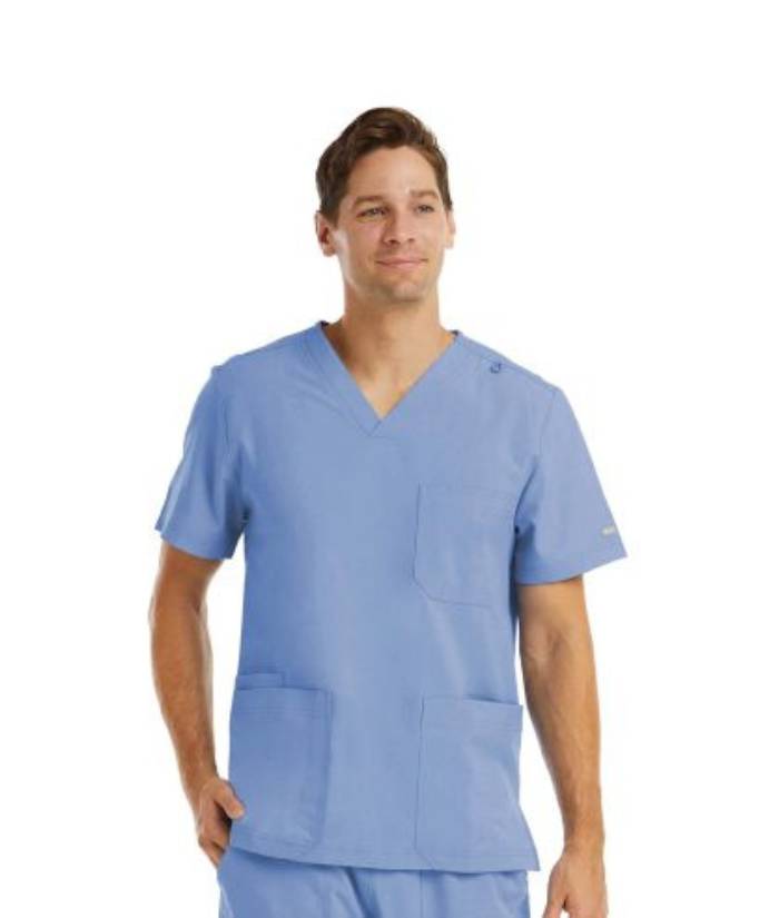 Momentum Mens 4 Pocket, V-Neck Scrub Top - BrandwearNZ Wholesale & B2B  Supplier