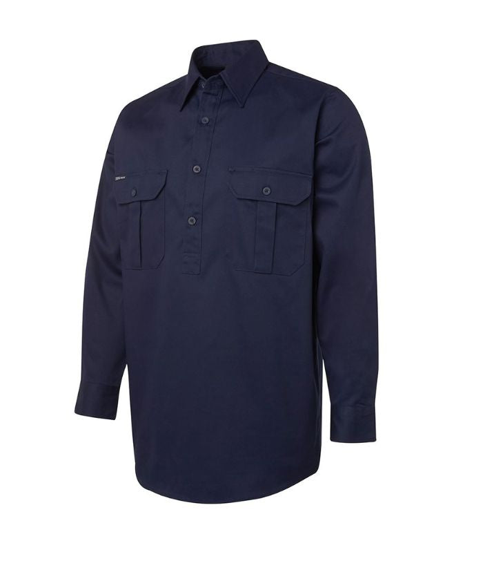 navy-jb_s-wear-long-sleeve-closed-front-cotton-drill-work-shirt-6WSCF