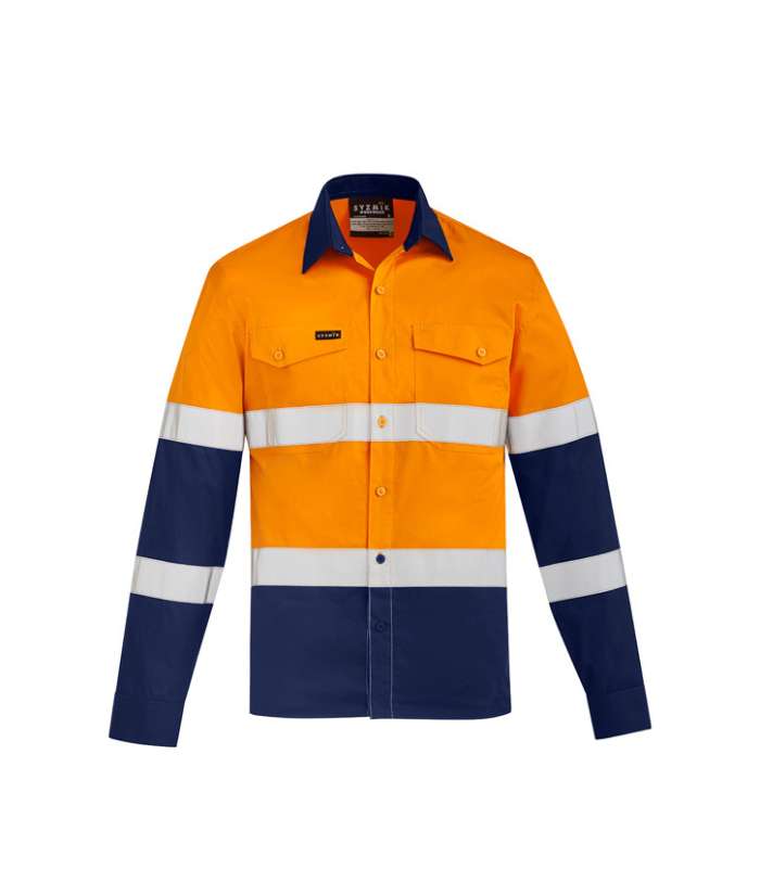 orange-navy-syzmik-ZW520-mens-light-weight-hi-vis-bio-motion-long-sleeve-shirt