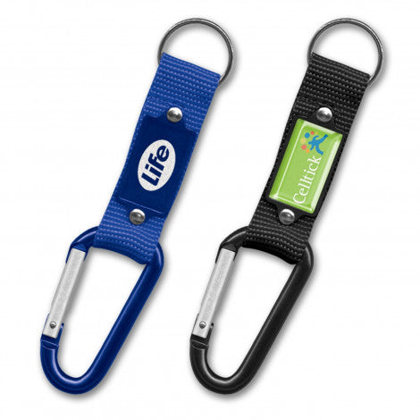 US Fast Print 8 mm Carabiner Key Ring w/Strap - Bulk Custom Personalized Promotional Products