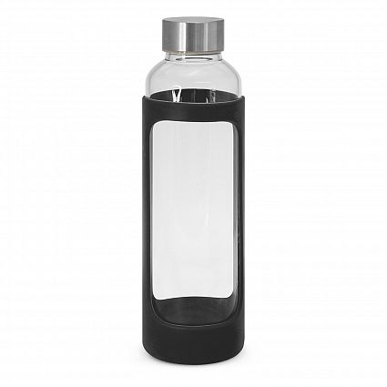 1 Liter Glass Sports Bottle w/ 65mm Steel Cap & Protective Sleeve