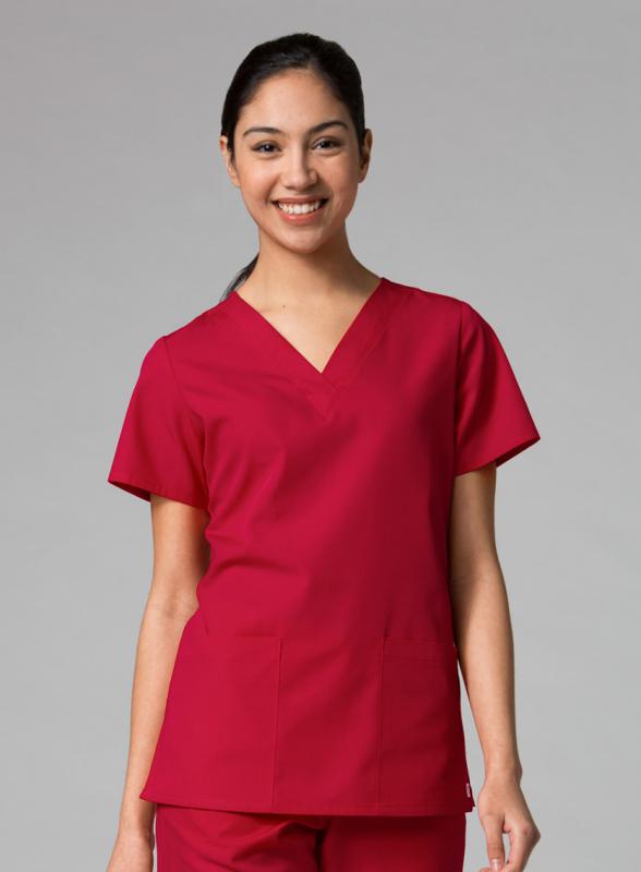 Red Panda V-Neck Two Pocket Top