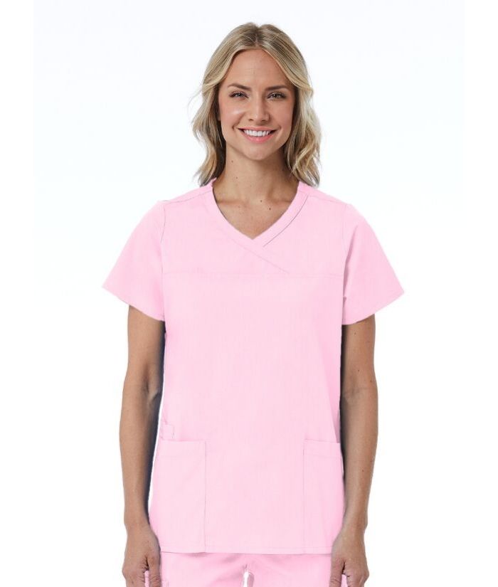 Red Panda Curved Mock Wrap Top