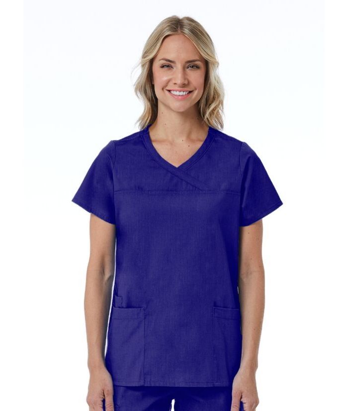 Red Panda Curved Mock Wrap Top