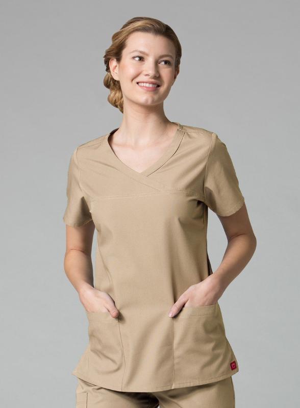 Red Panda Curved Mock Wrap Top