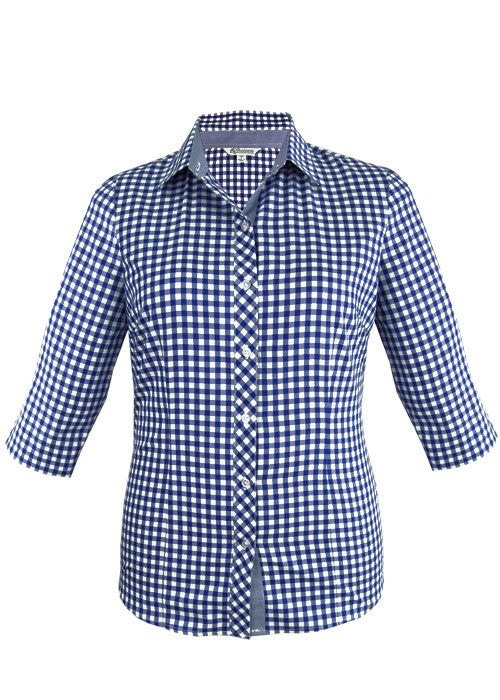aussie-pacific-ladies-womens-3-4-sleeve-brighton-check-shirt-2909T