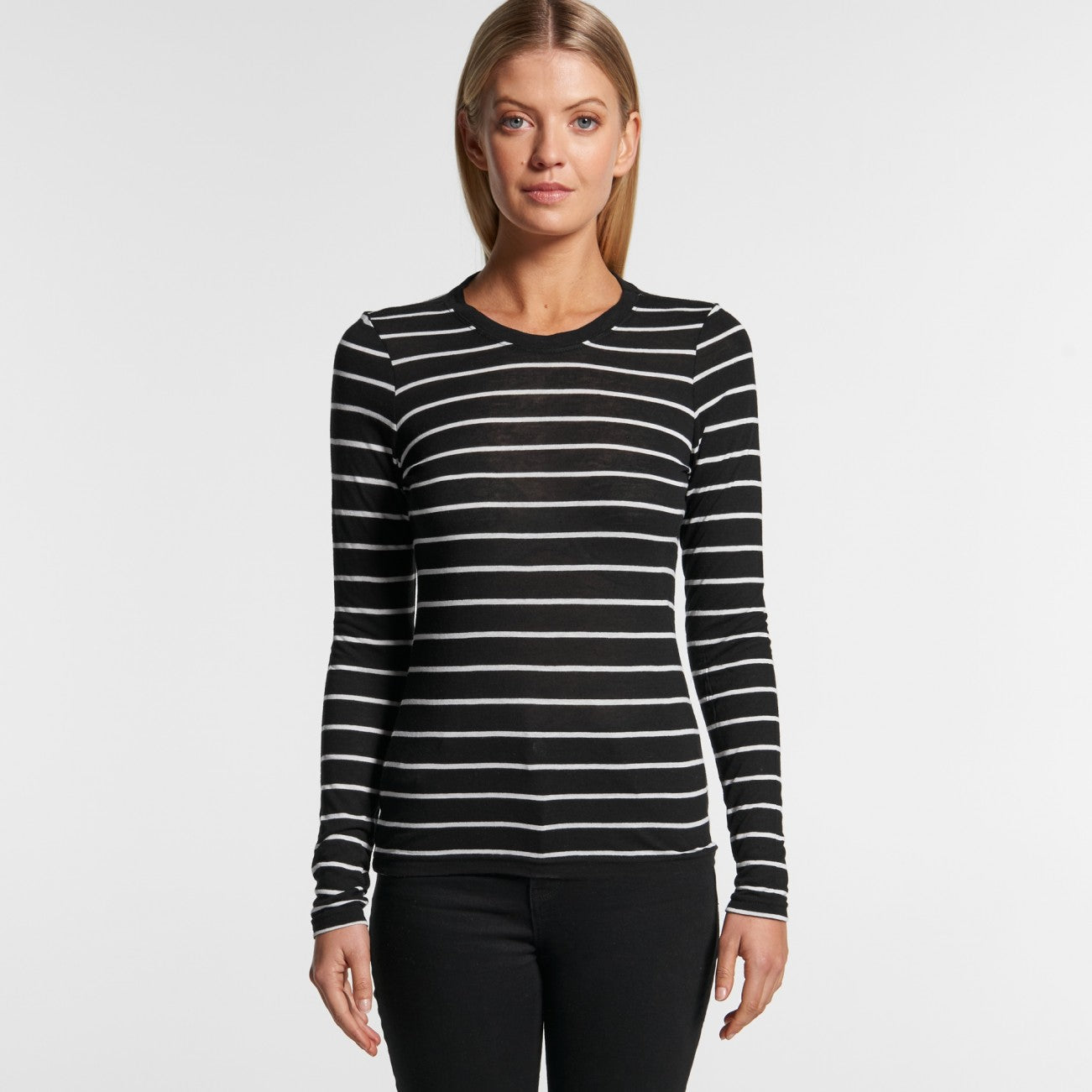 Womens Fine Strip L/S Tee-4027-as-colour