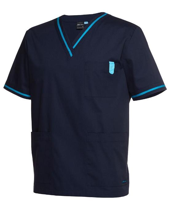 JB's Unisex Contrast Scrub Top, 4CT. Colour: Nay/White.