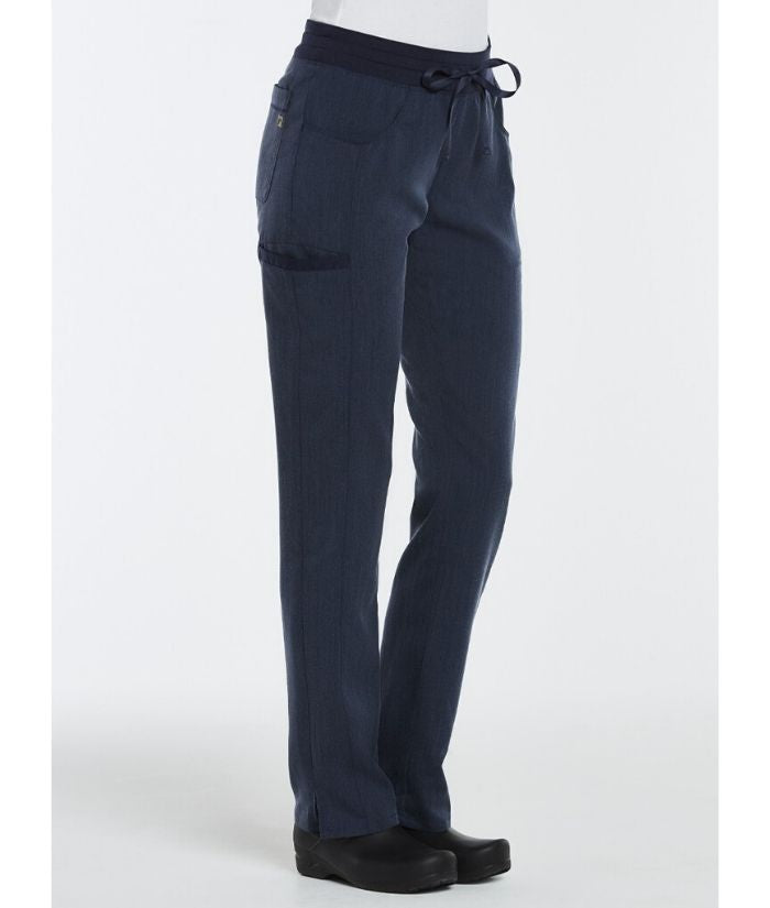 yoga waistband scrub pant. Heather fabric. Uniform vets, nurses, beauty therapists