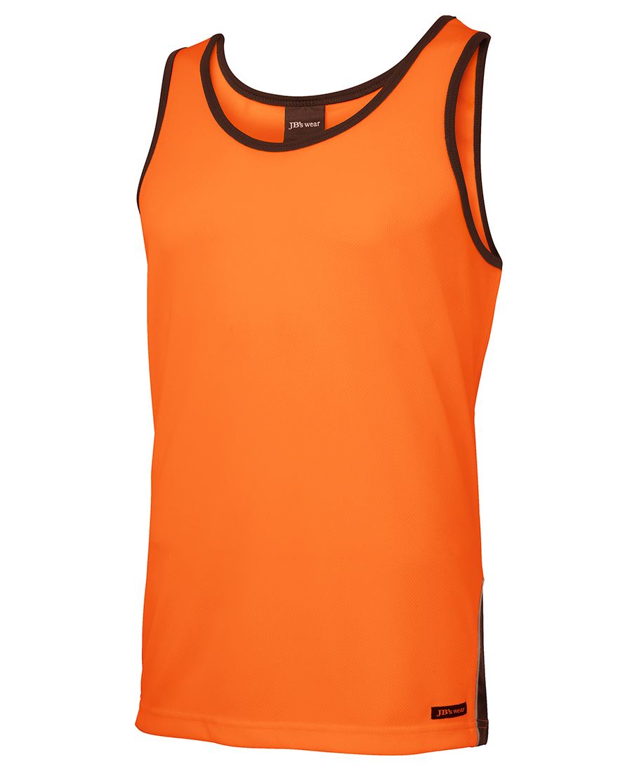 JB&#39;s Hi Vis Contrast Singlet. Code: 6HCS4. Colours: Orange, Yellow Sizes: XS - 5XL
