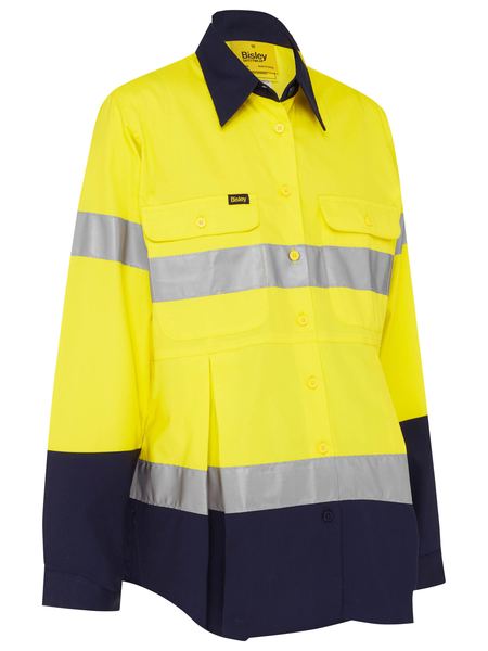 womans-uniform-maternity-pregnancy-hi-vis-taped shirt yellow navy 100% cotton