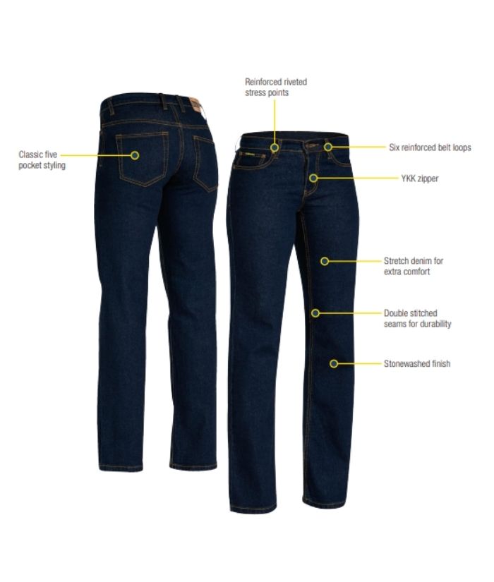 Bisley-womens-stretch-work-jean-BPL6712-blue-front