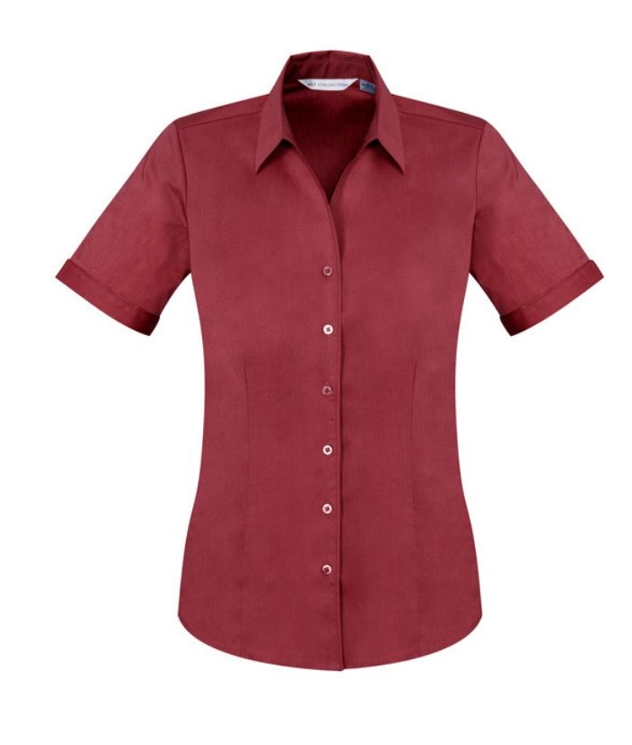 Lucky Brand Women's Striped Short-sleeve Button-up Shirt In Burgundy Multi