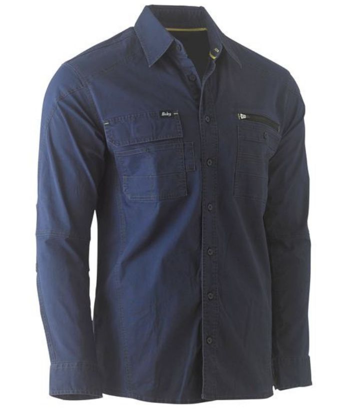 Flex &amp; Move Utility Work Long Sleeve Shirt-bs6144-bisley-navy
