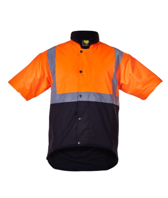 caution-day-night-short-sleeve-oilskin-vest-PCO1350-yellow-brown