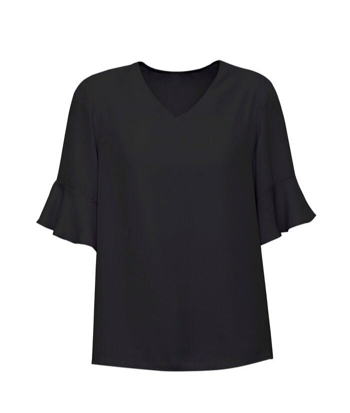 Womens Aria Fluted Sleeve Blouse