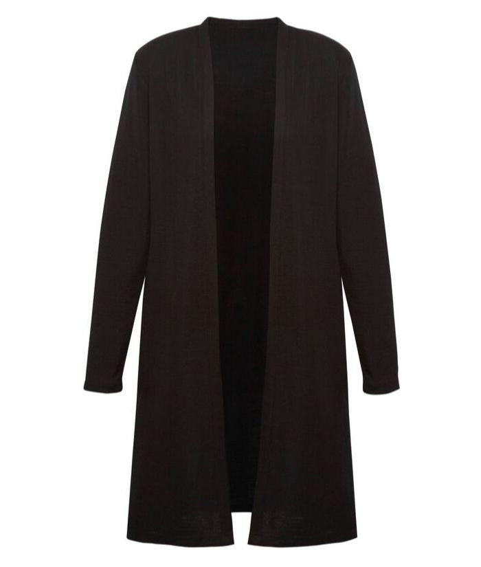 Womens-merino-Chelsea-Long-Line-Cardigan. Code: RLC970L. Colours: Black, Navy. Sizes: XXS - 4XL