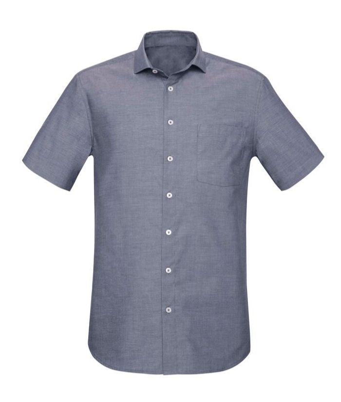 mens's-short-sleeve-chambray-shirt-cotton-rich