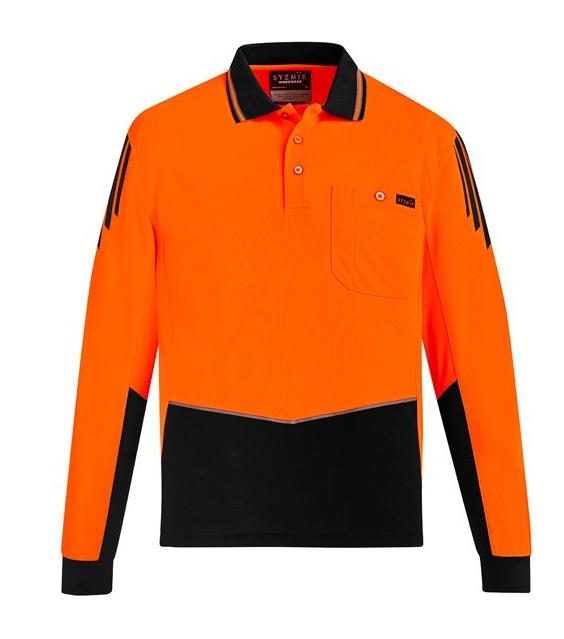 Mens Hi Vi Flux Long Sleeve Polo-zh310-syzmic