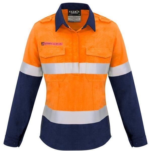 workwear-shirts-zw131-Womens FR Closed Front Hooped Taped Spliced Shirt