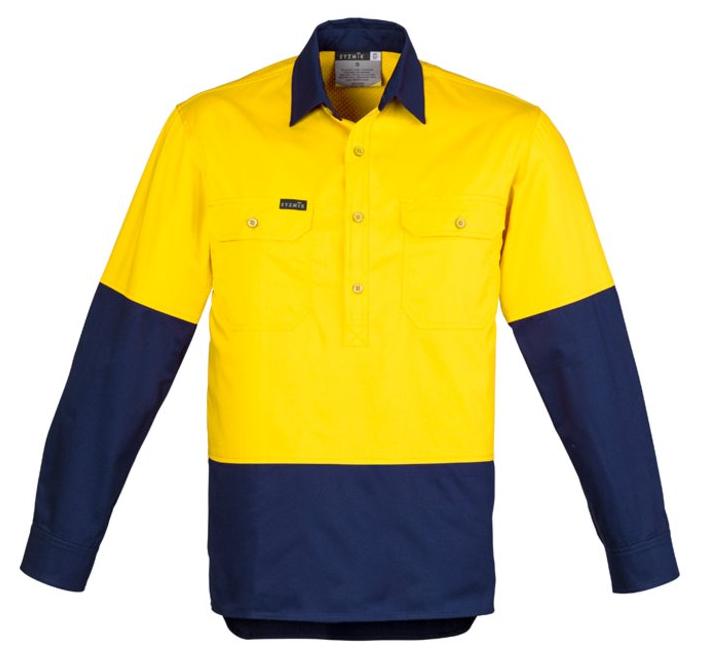 Mens Hi Vis Closed Front L/S Shirt