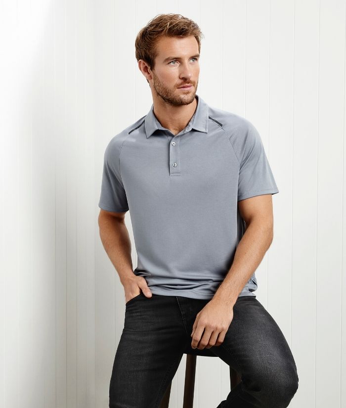 Biz Collection Academy Mens Short Sleeve Polo. Colour Silver/Charcoal  P012MS