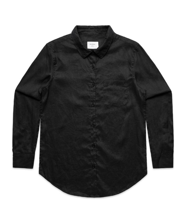 as colour, womens,100% linen, shirt, black, 4418