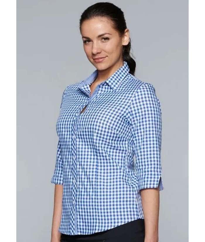 aussie-pacific-ladies-womens-3-4-sleeve-brighton-check-shirt-2909T