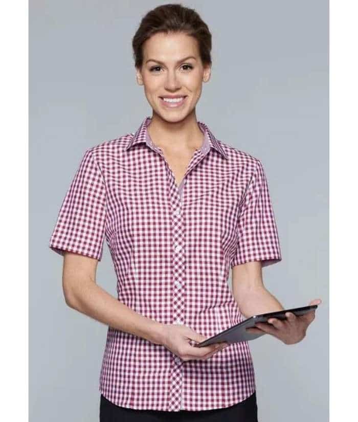 aussie-pacific-ladies-womens-short-sleeve-brighton-check-shirt-2909S