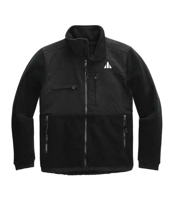 model-front-bad-adventure-polar-fleece-jacket-black-water-resistant