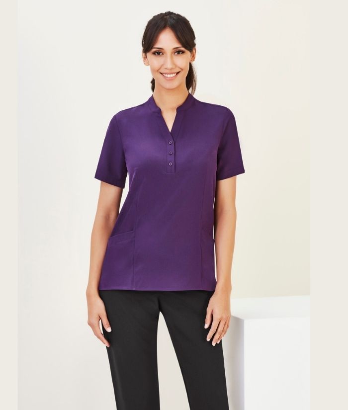 biz-care-tunic-helthcare-short-sleeve-CS949LS-purple-rest-homes-hotel