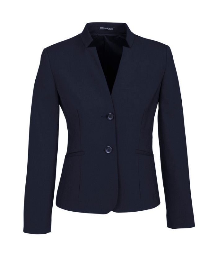 Ladies Woolblend Short Jacket with Reverse Lapel