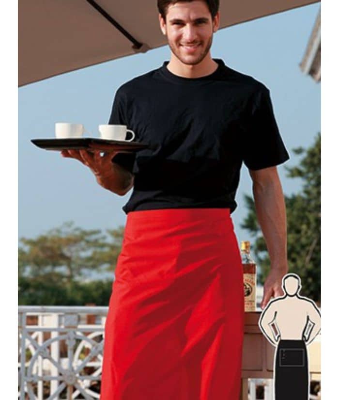 bocini-34-waist-polyester-apron-wa0630-red-black-cafe-hospitality