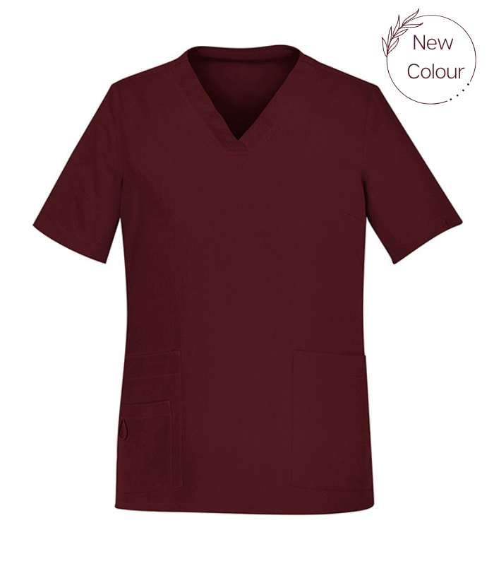 burgundy-biz-care-avery-womens-v-neck-scrub-top-CST941LS