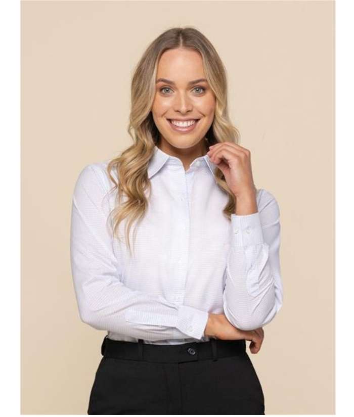 career-by-gloweave-womens-1295WL-bell-textured-mini-check-long-sleeve-shirt