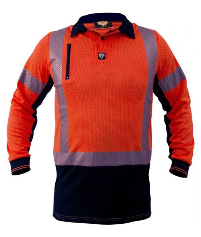 Hi Vis D/N Mens Microvent L/S Polo