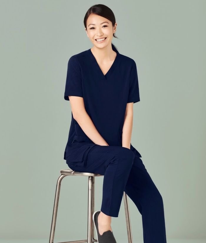 burgundy-biz-care-avery-womens-v-neck-scrub-top-CST941LS