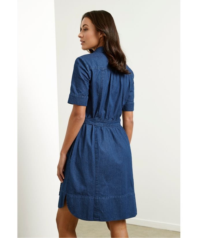 Biz Collection Delta Denim Dress. BS020L Colour: Dark Blue Sizes: 6 - 20