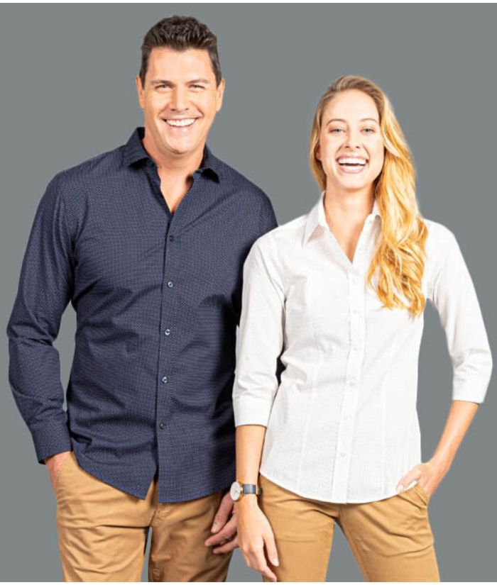 womens long sleeve dot patterned shirt. Colours, Navy, white