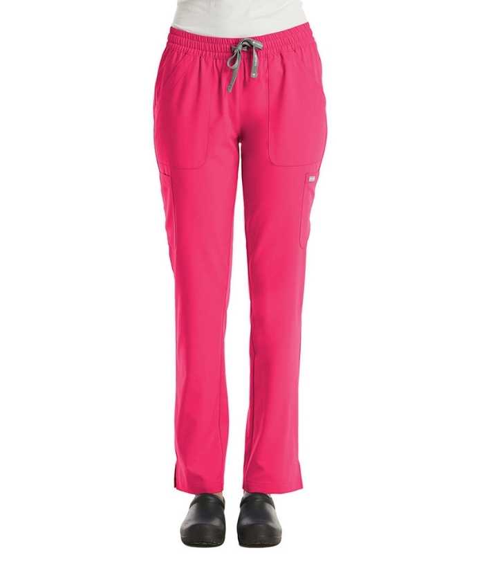 Women's Maevn Momentum scrubs set (Double V-neck top, 6-pocket trousers)  hot pink
