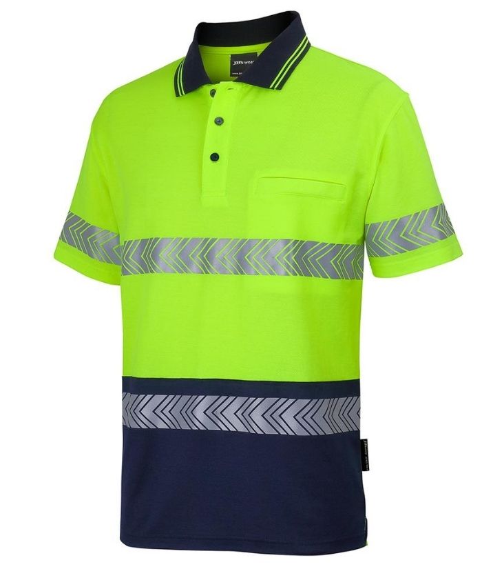 Hi Vis (D+N) Cotton Back, Polo with Segmented Tape