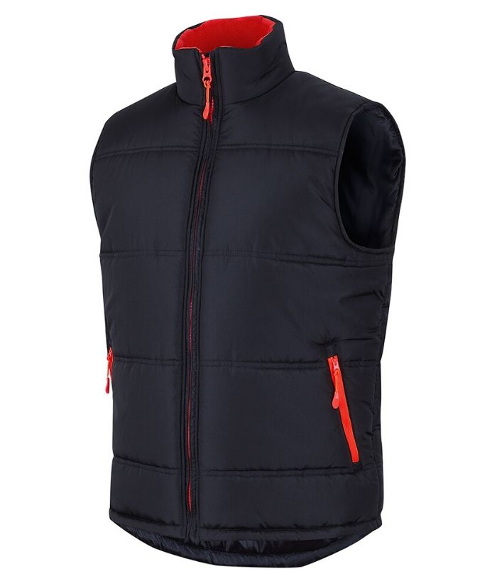Work-uniform-outdoor-activewear-JB&#39;s Contrast Puffer Vest. Black/Red