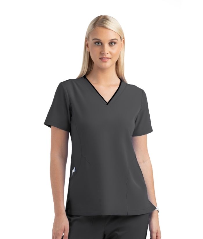 Matrix Impulse - Contrast Curved V-neck Scrub Top