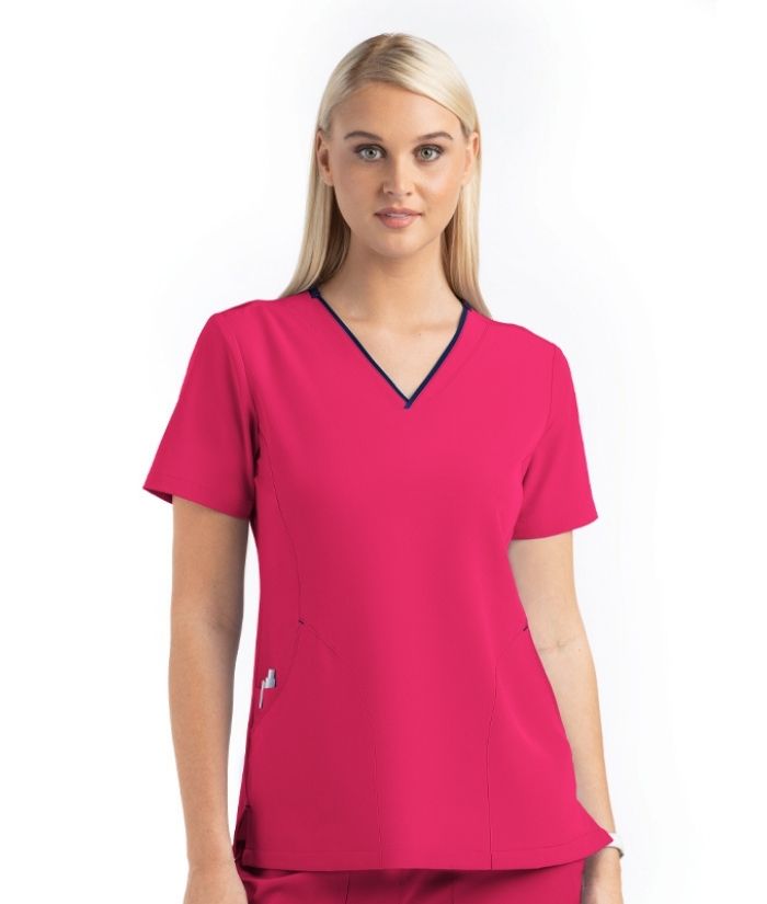 Matrix Impulse - Contrast Curved V-neck Scrub Top