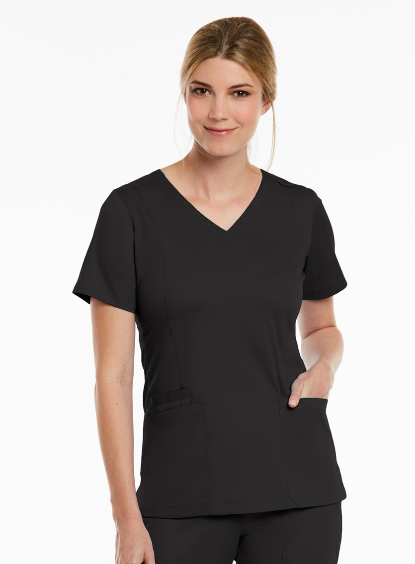 matrix-beauty-therapy-tunic-maevn-v-neck-black-scrub-top-vets-nurses