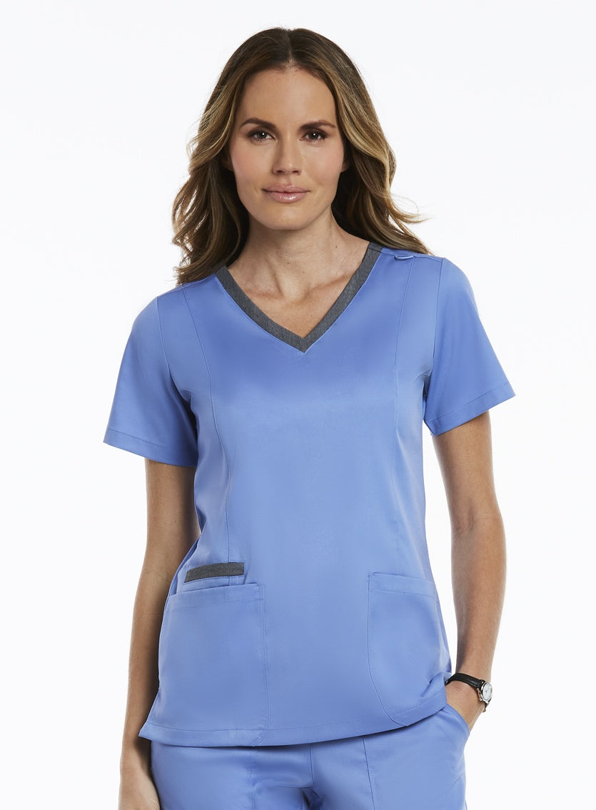 matrix-contrast-double-v-neck-scrub-top-3502-maevn-beauty-therapy-tunic